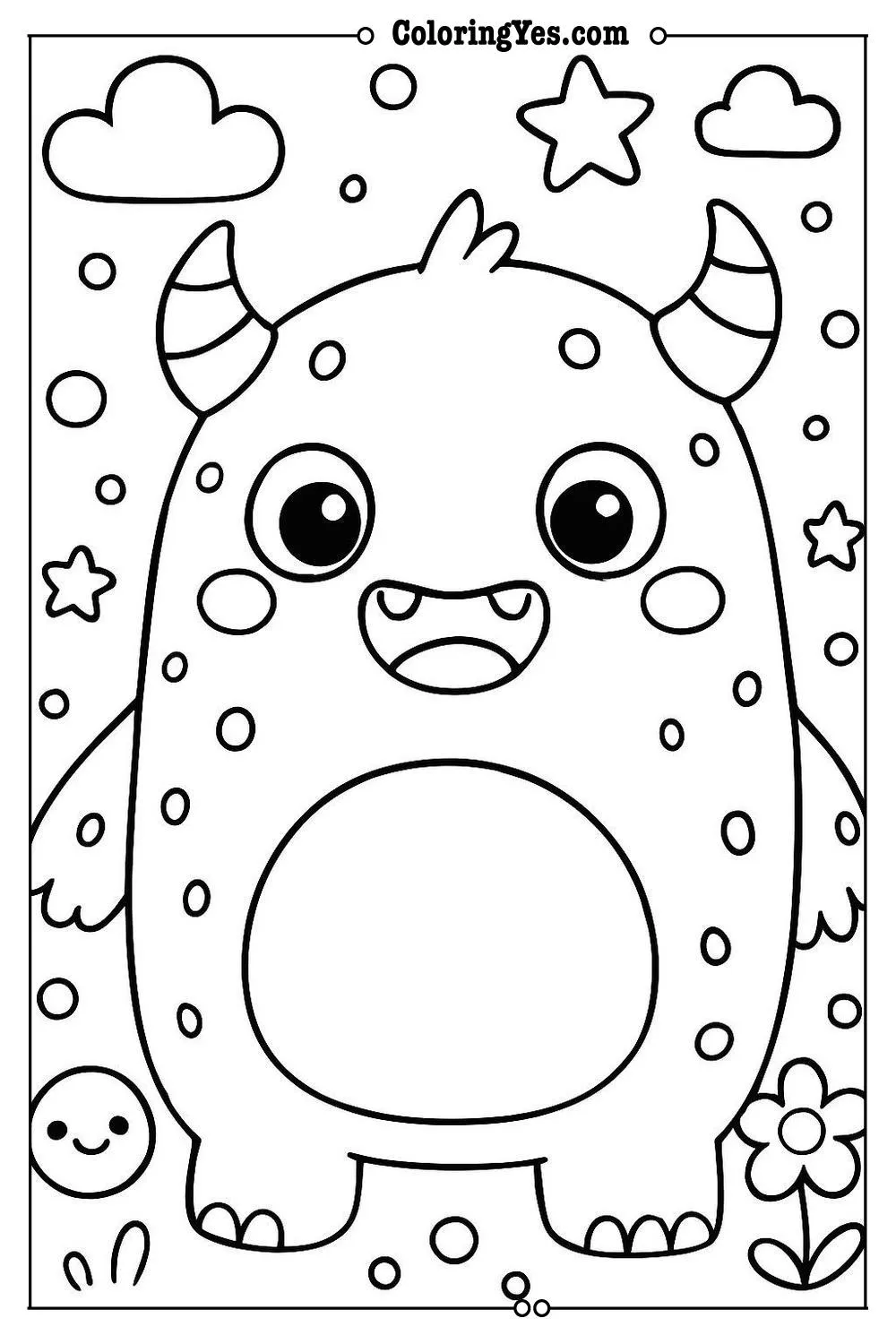 kawaii monster coloring page