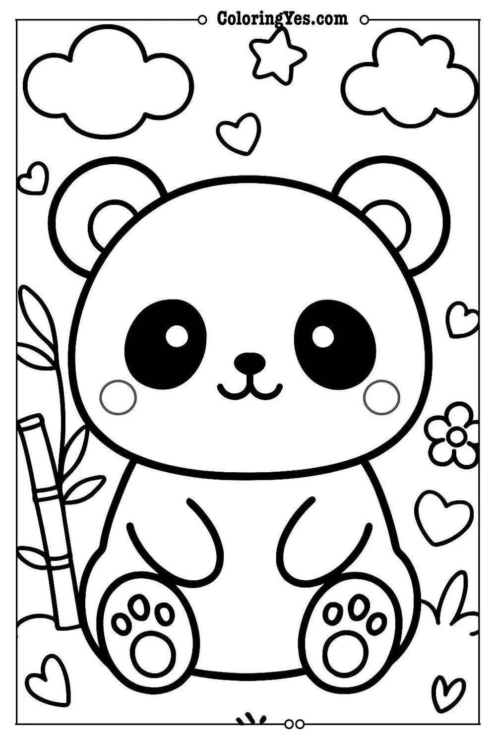 kawaii panda coloring page