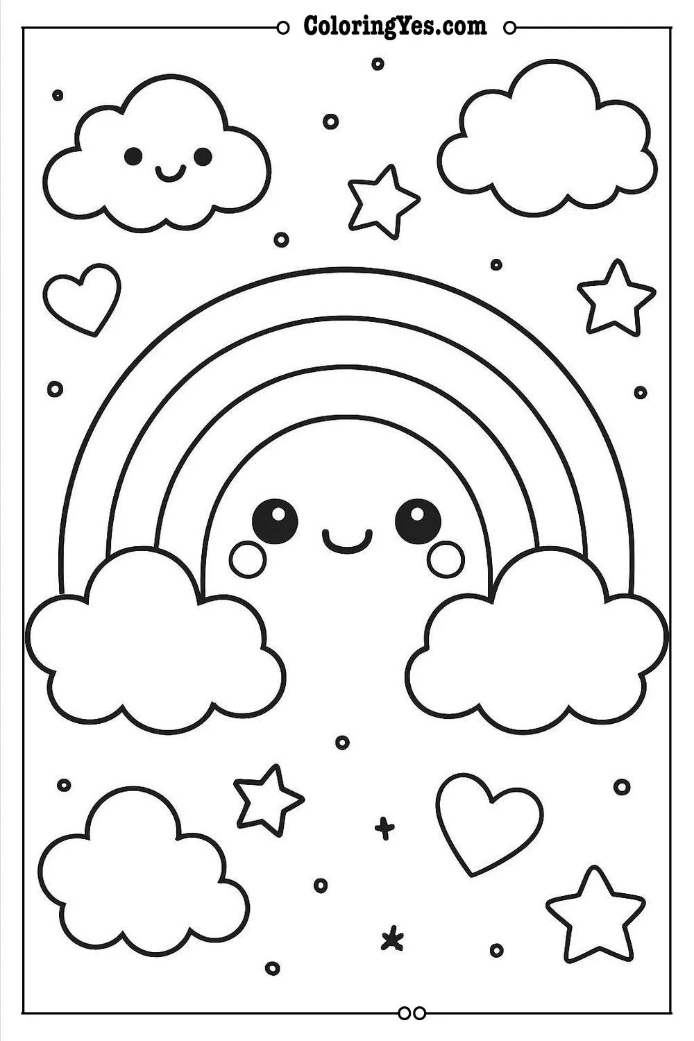kawaii rainbow coloring page
