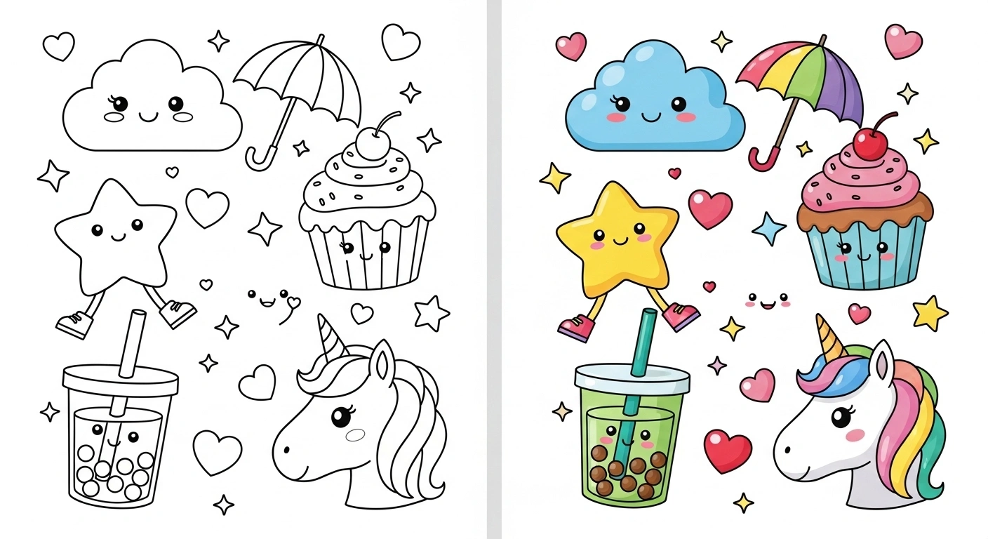 Kawai coloring pages