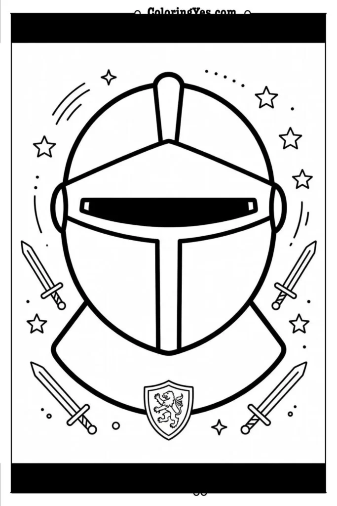 knight helmet coloring page simple outline