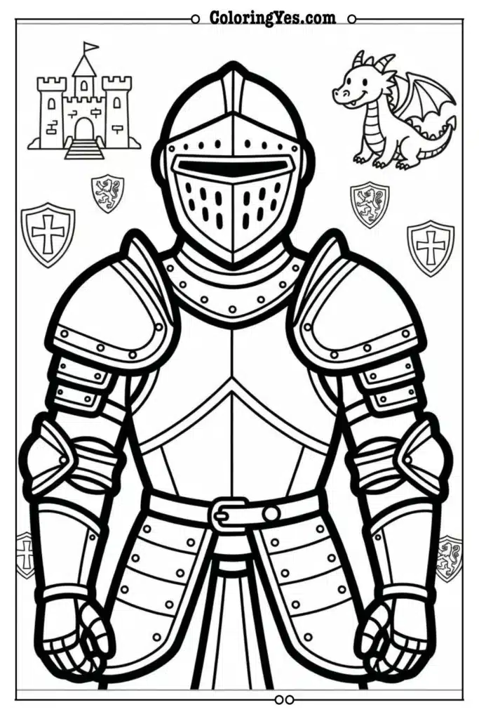 medieval knight coloring page armor outline