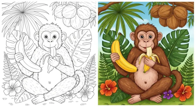 Monkey coloring pages