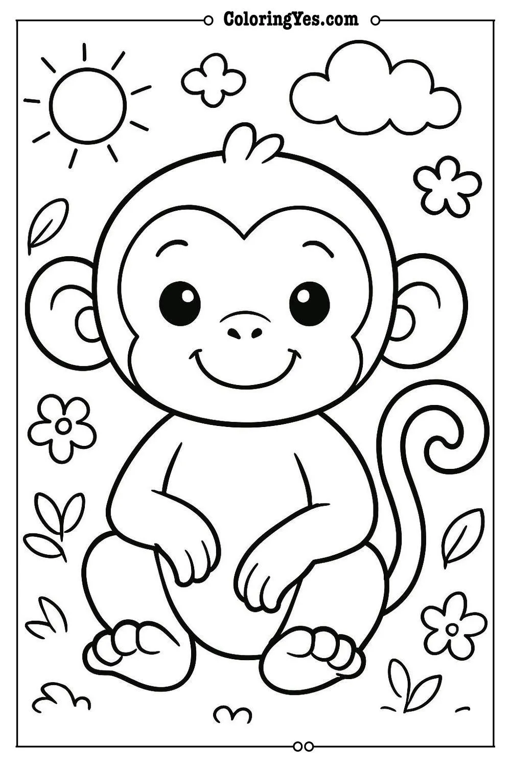baby monkey coloring page