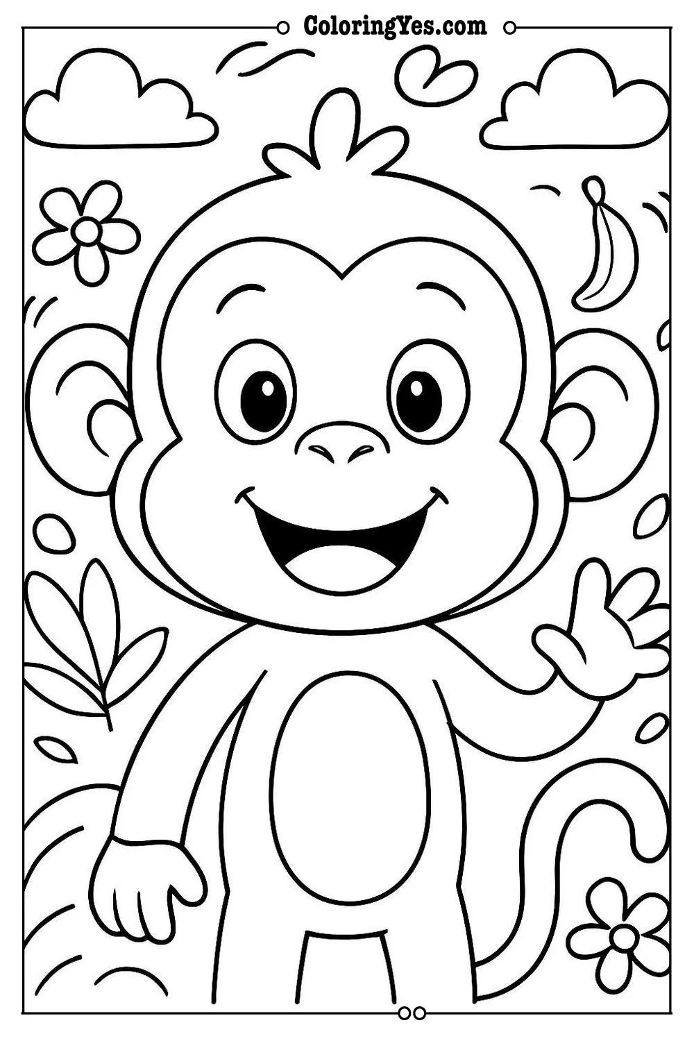 cartoon monkey coloring page