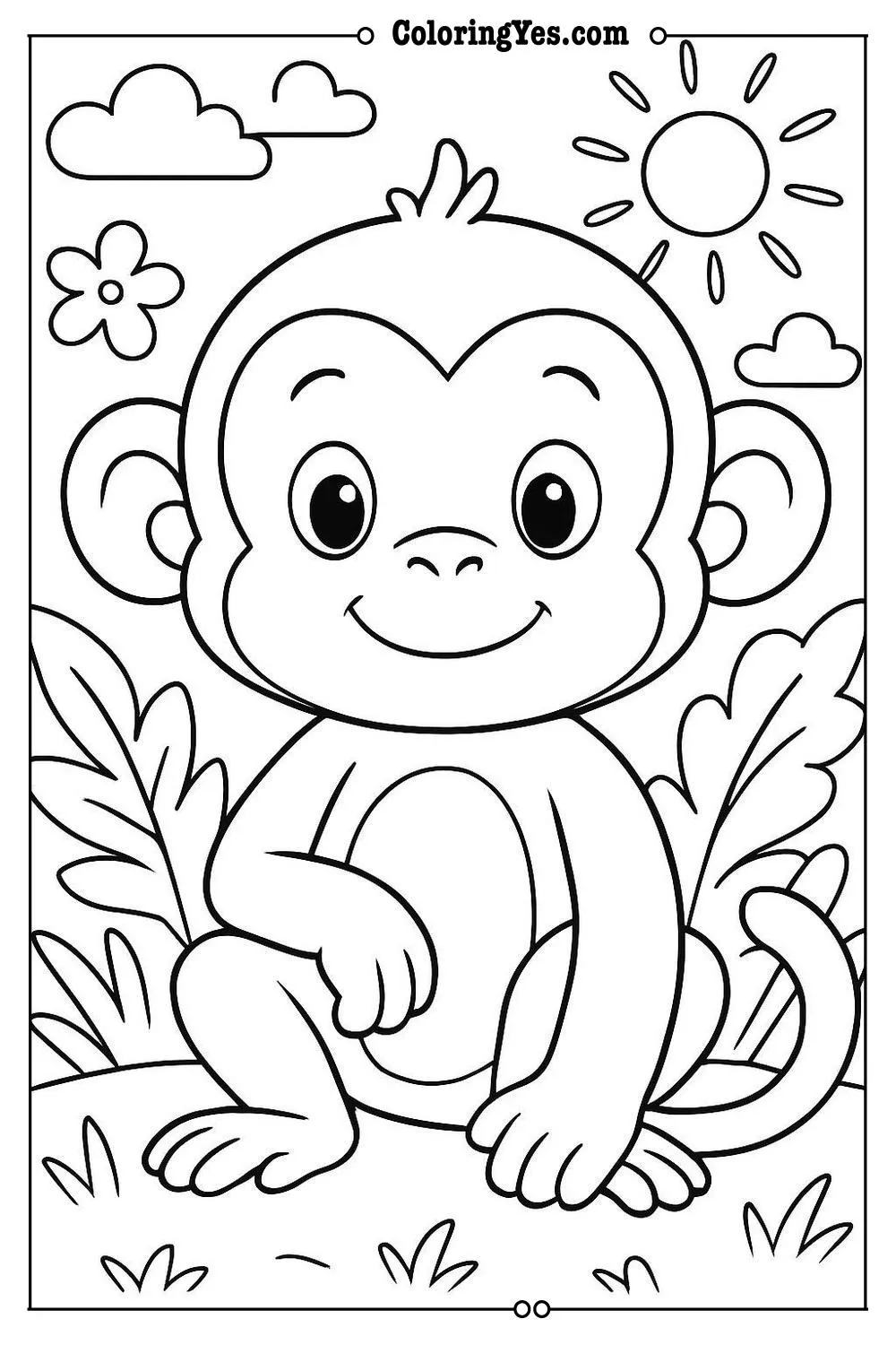 cute monkey coloring page
