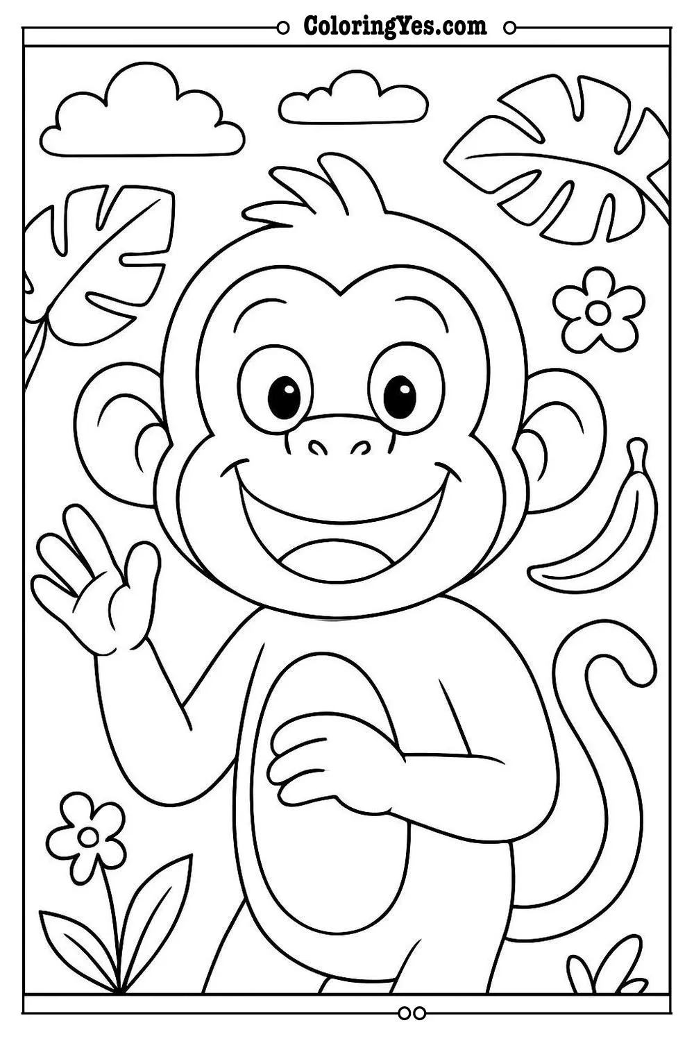 funny monkey coloring page
