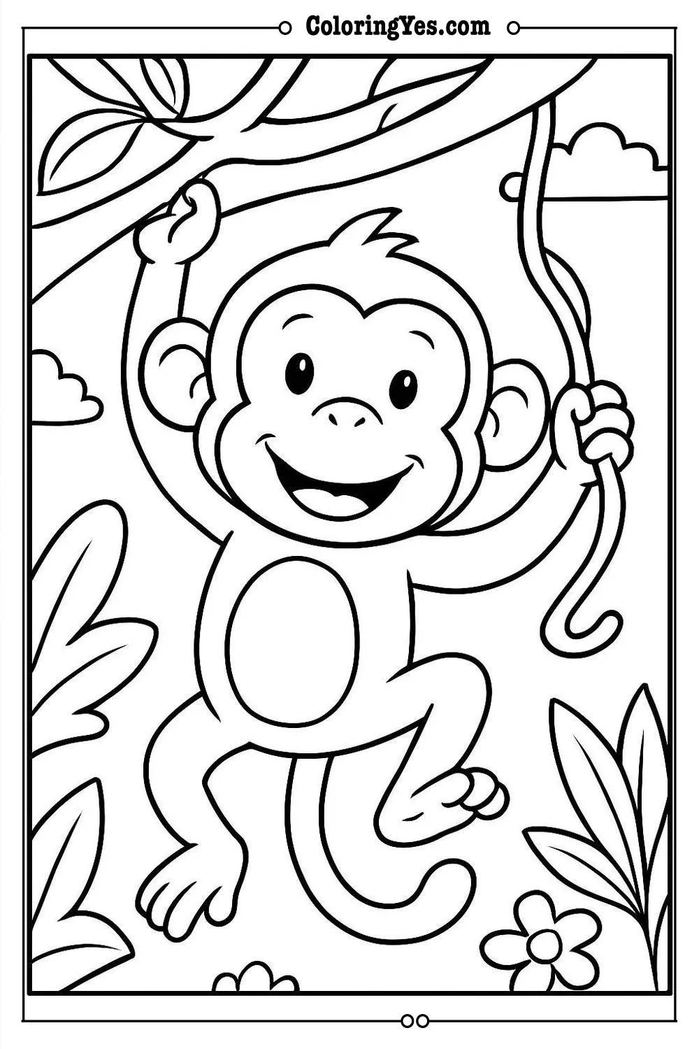 hanging monkey coloring page