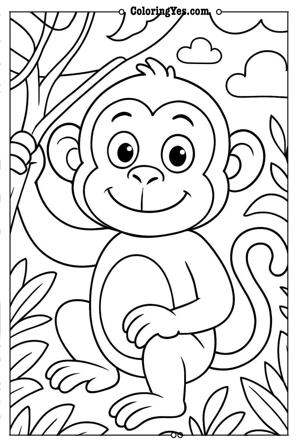 jungle monkey coloring page