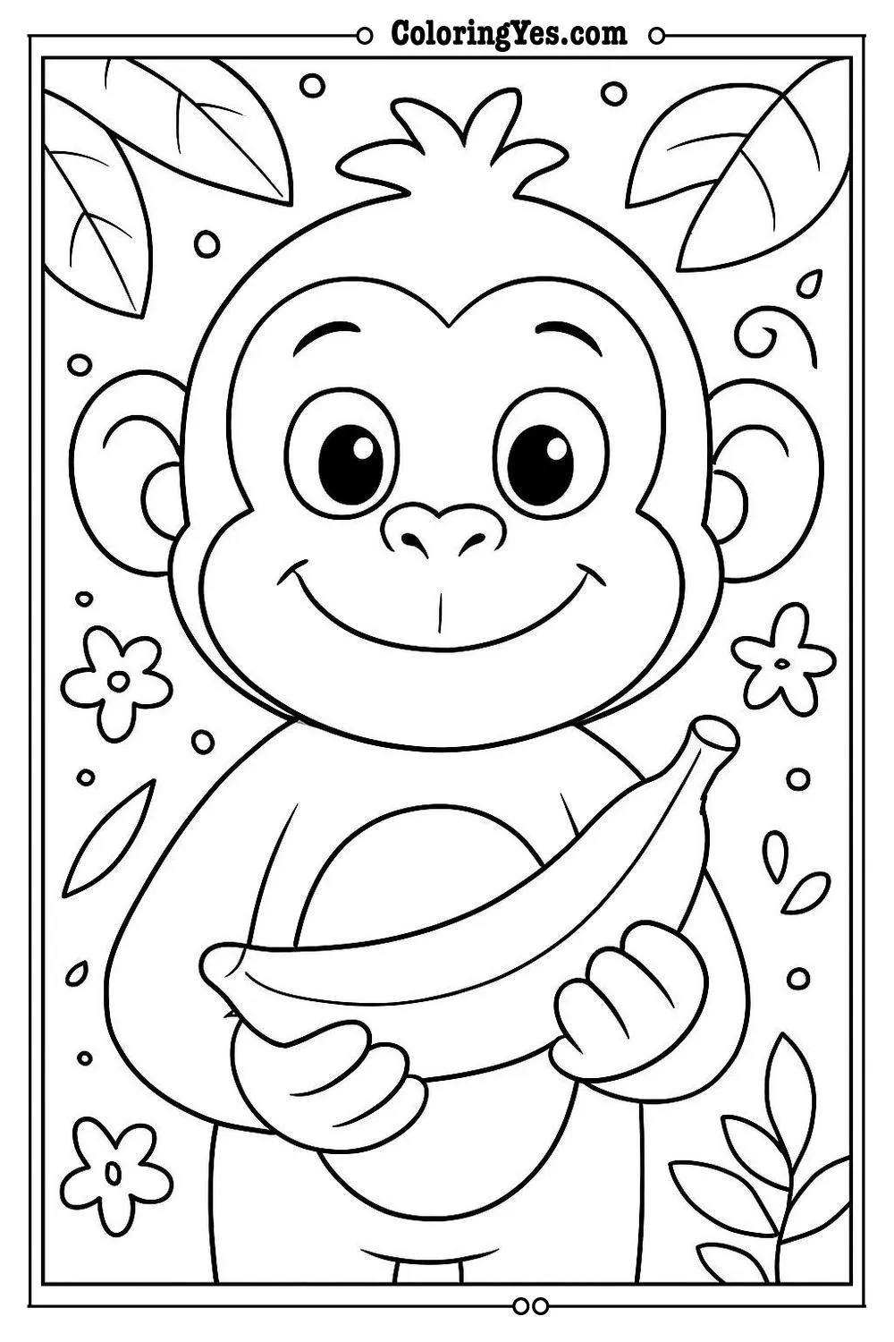 monkey banana coloring page