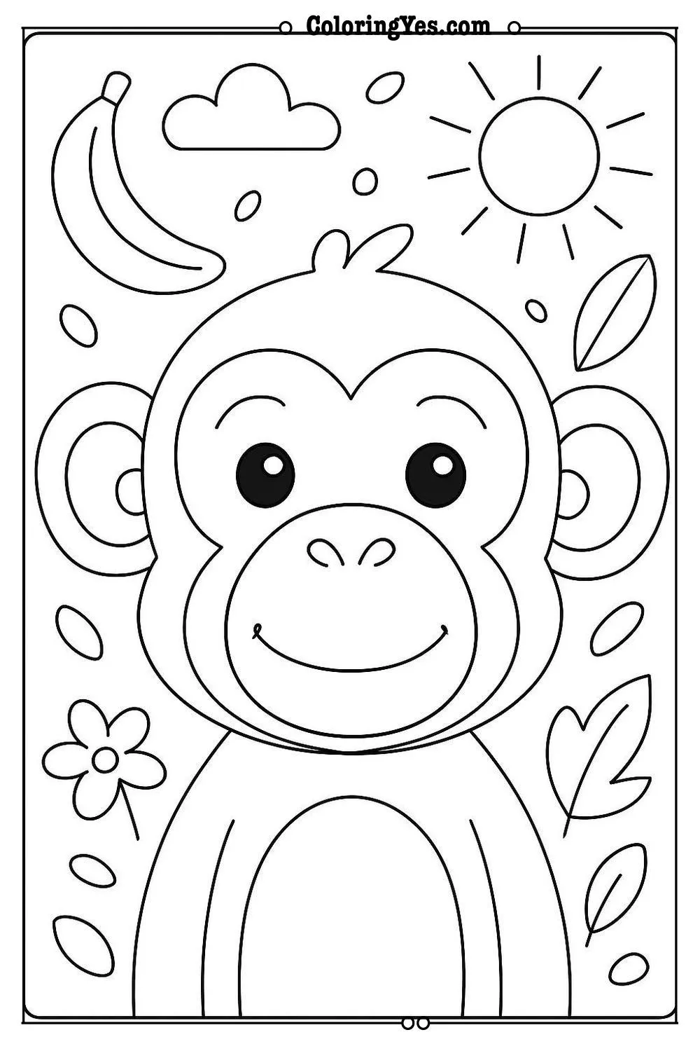 monkey face coloring page