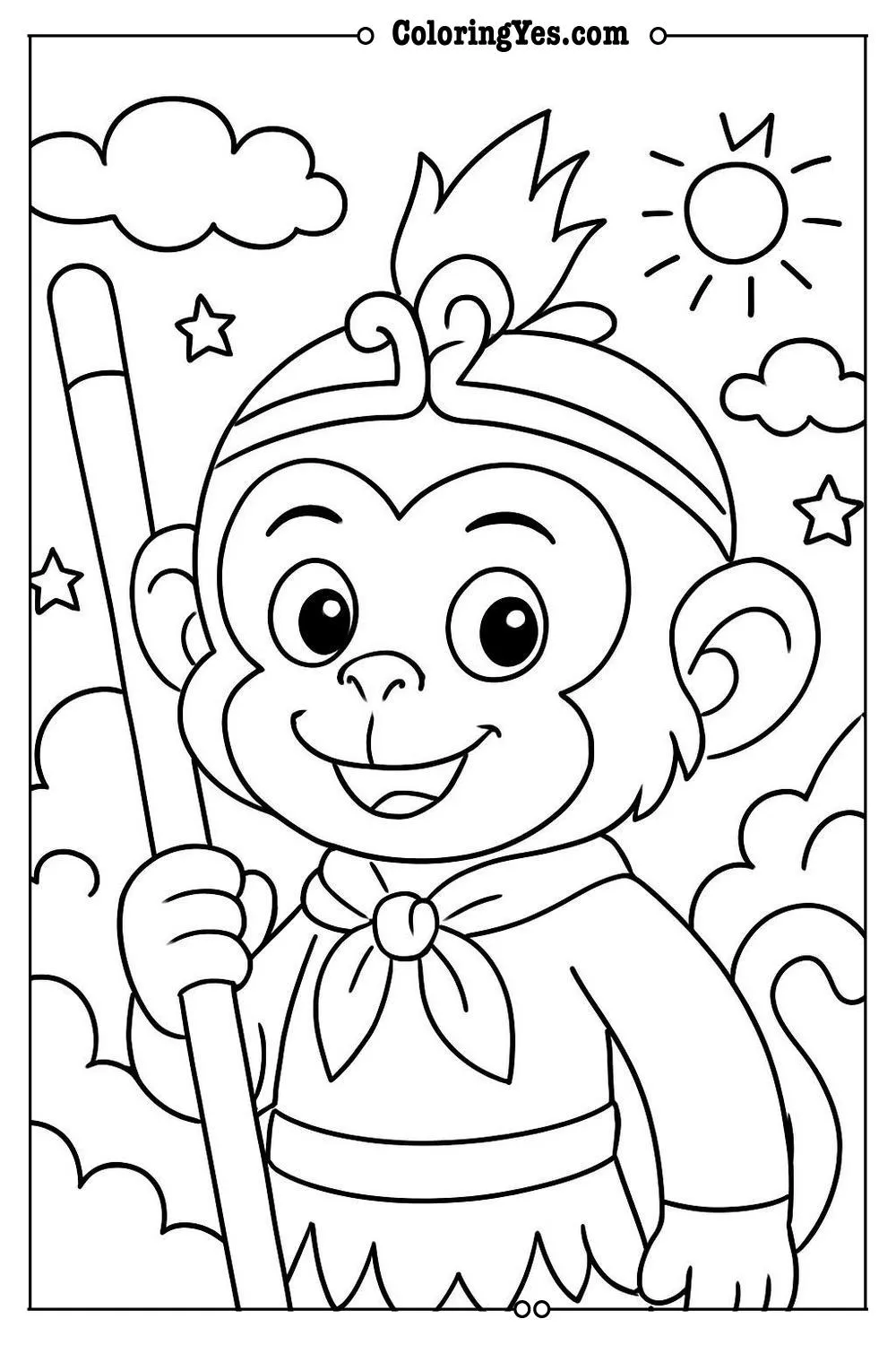 monkey king coloring page