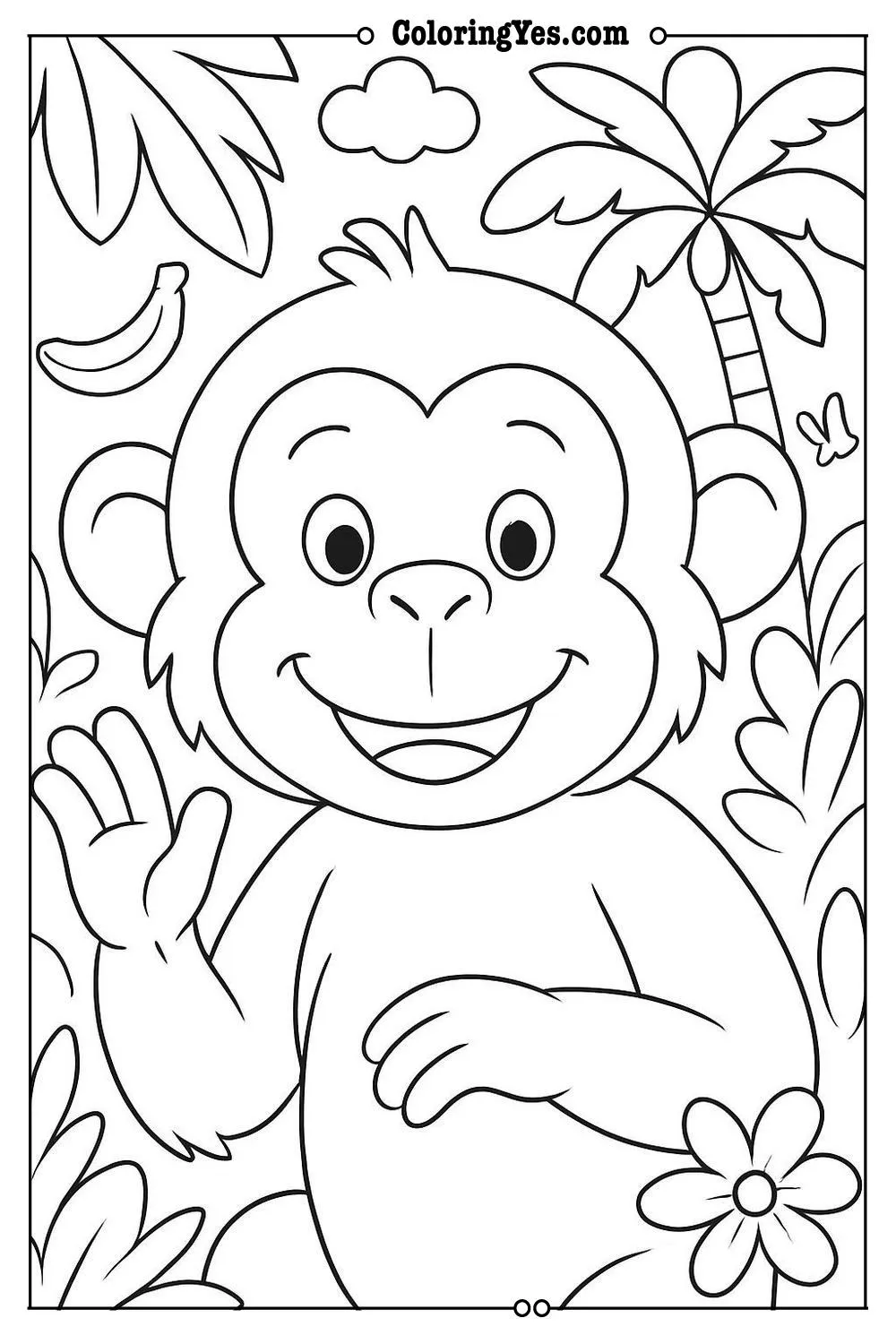 tropical monkey coloring page