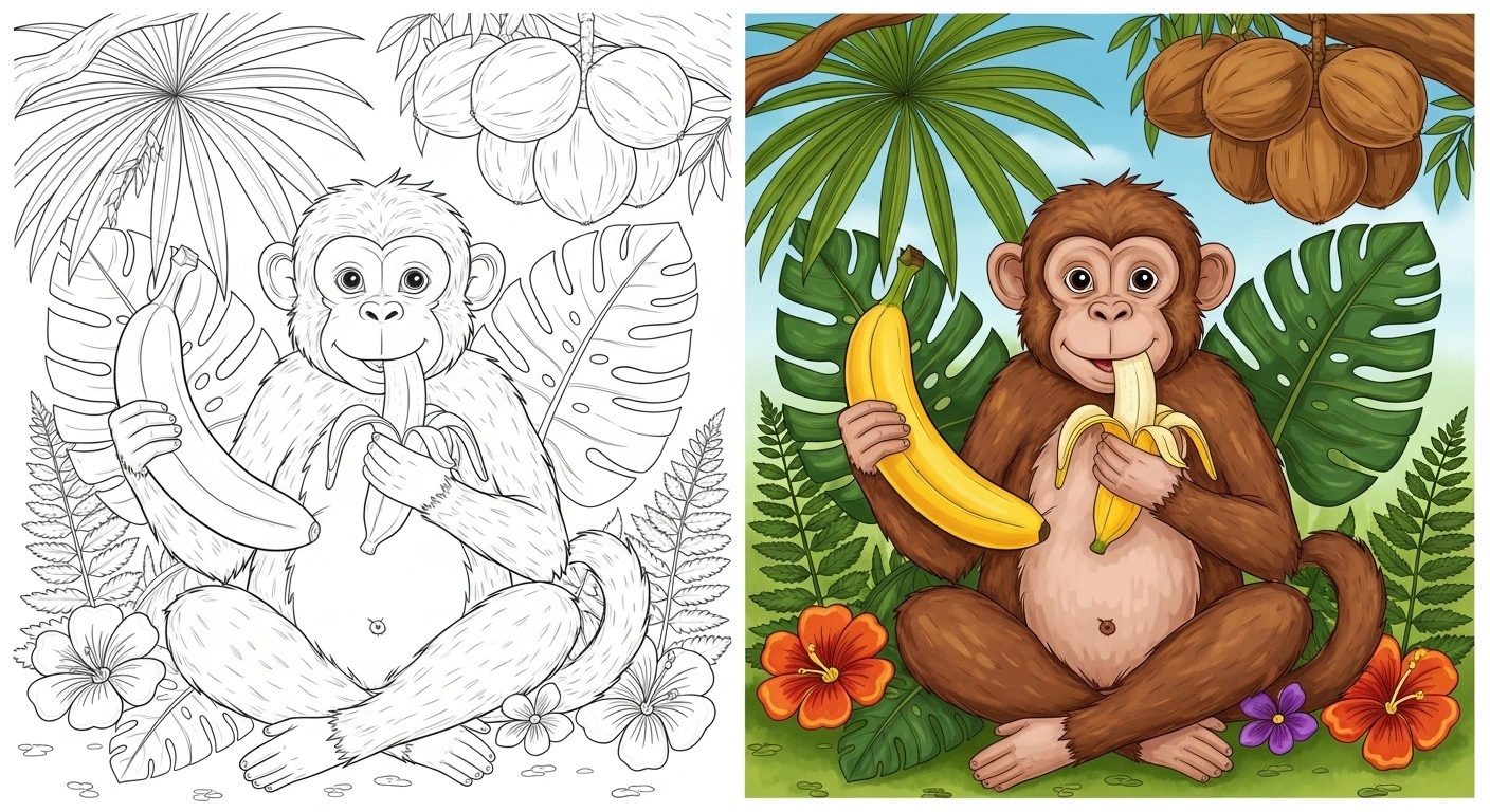 Monkey coloring pages