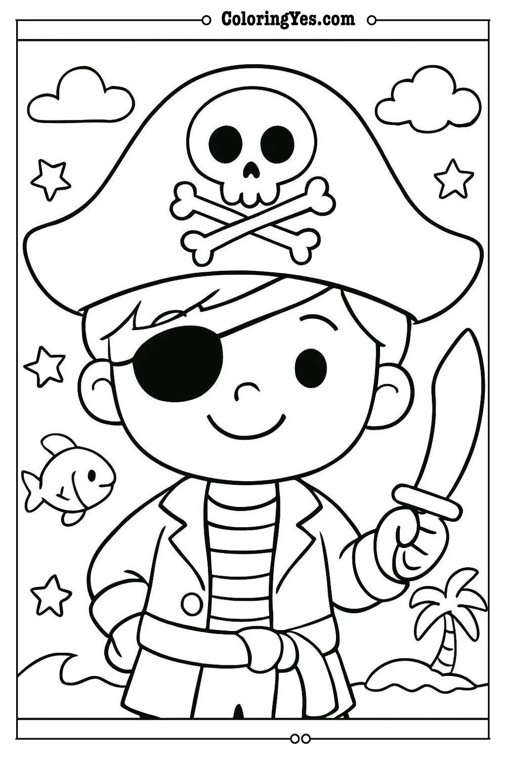 cute pirate coloring page