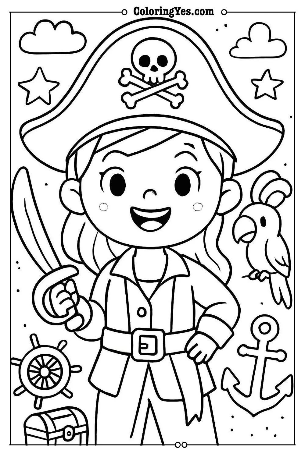 girl pirate coloring page
