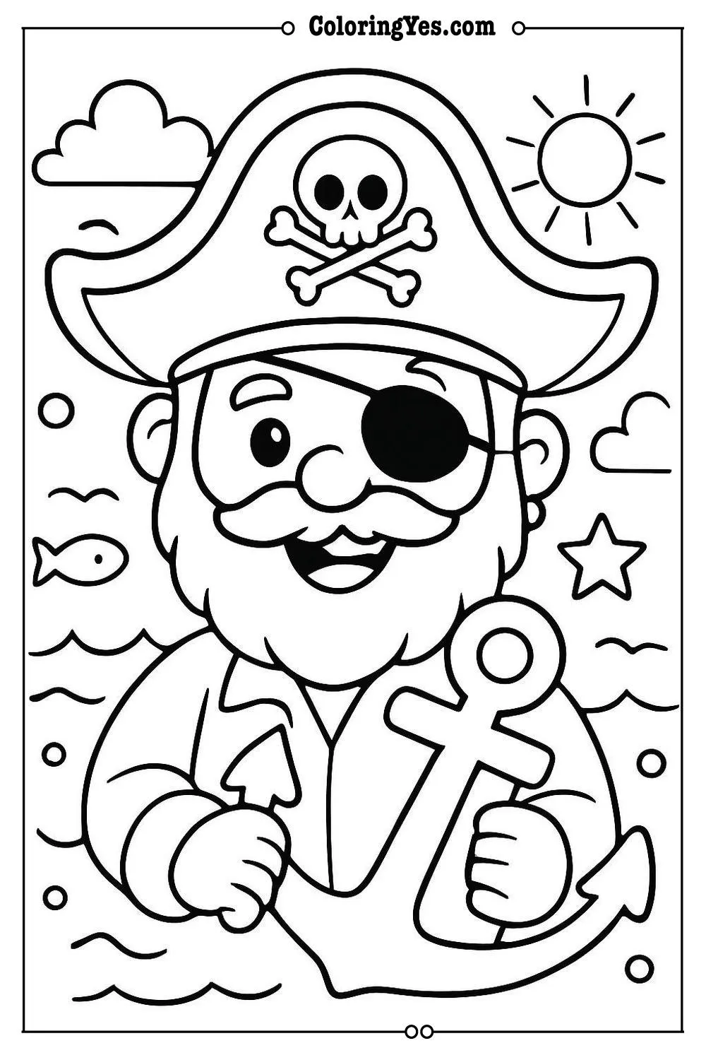 pirate anchor coloring page