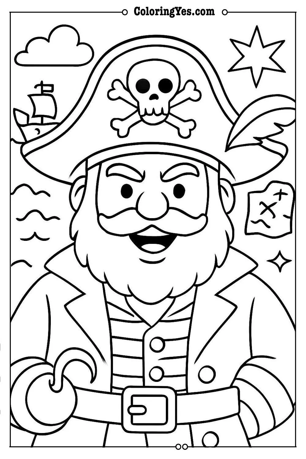 pirate captain coloring page