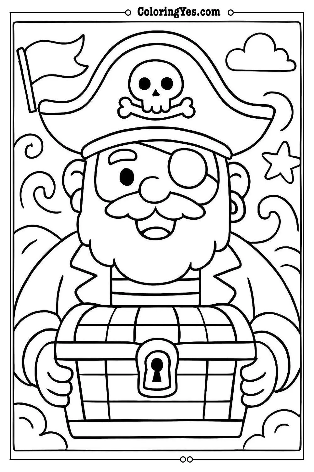 pirate chest coloring page