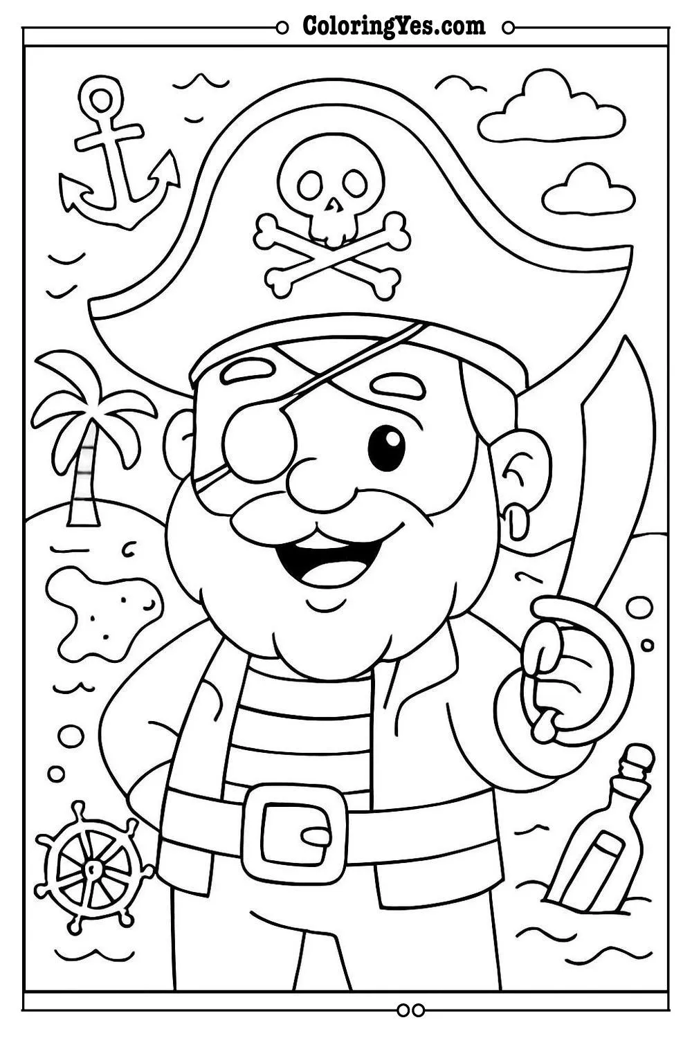 pirate map coloring page