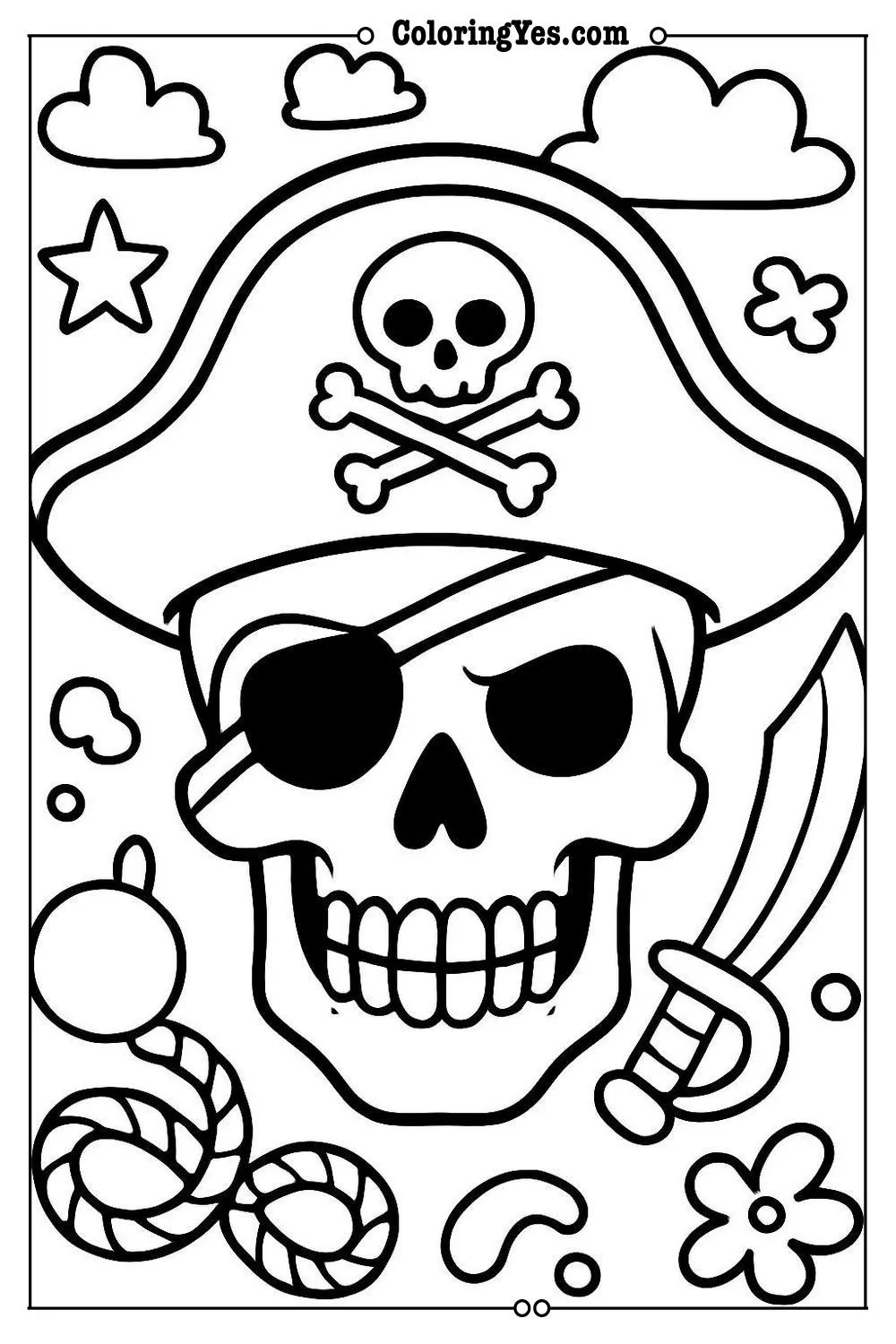 pirate skull coloring page