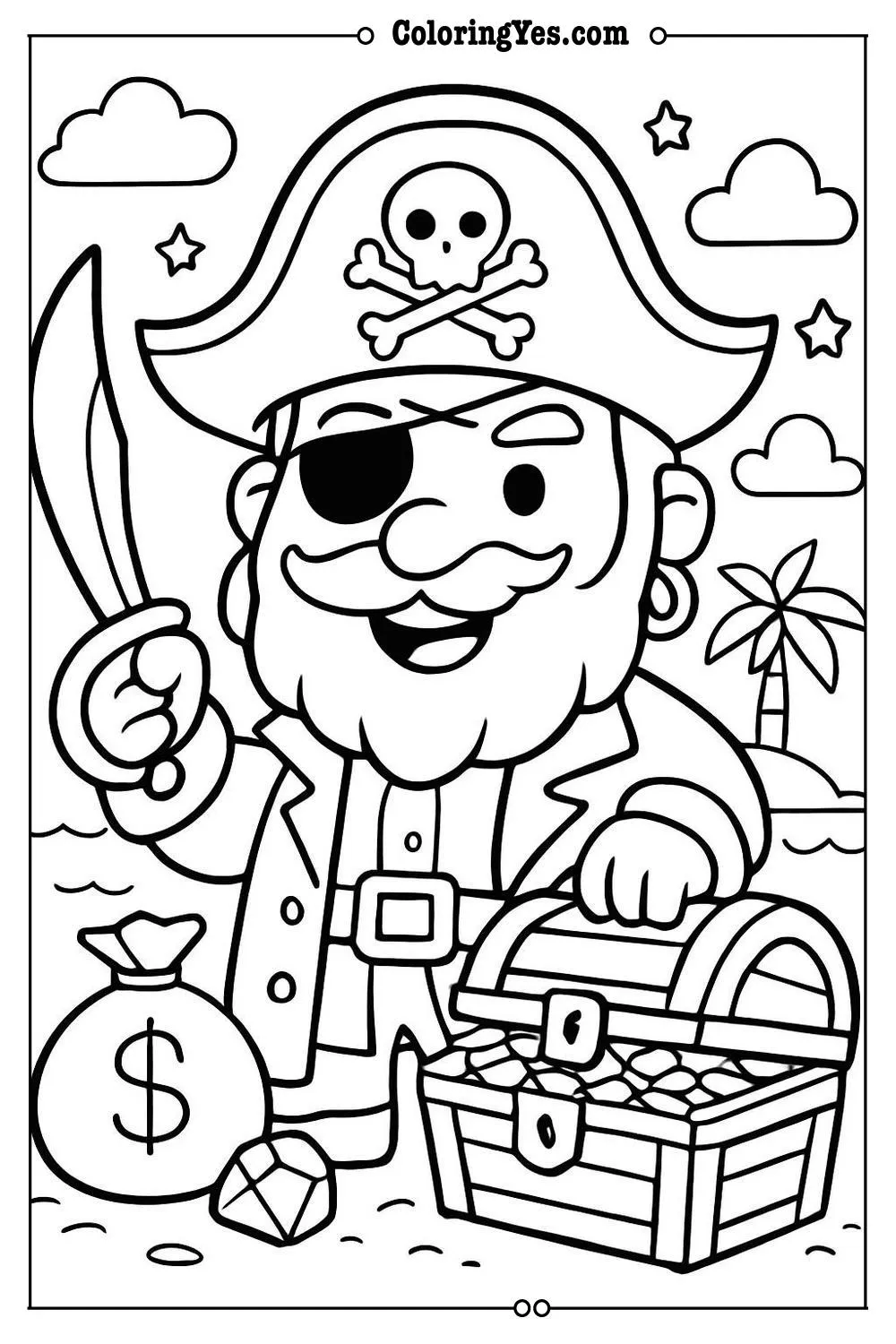 pirate treasure coloring page