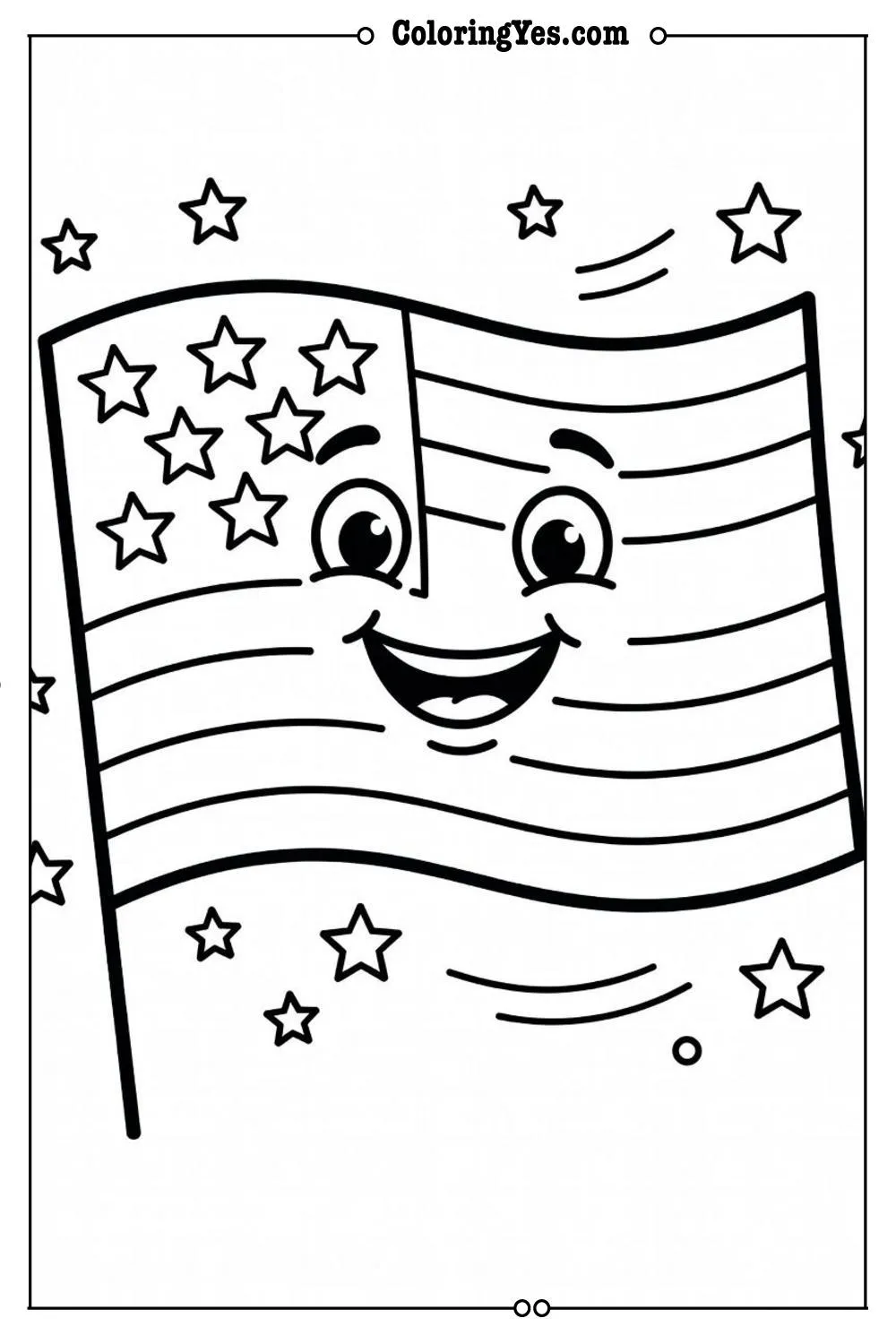 flag and stars coloring page