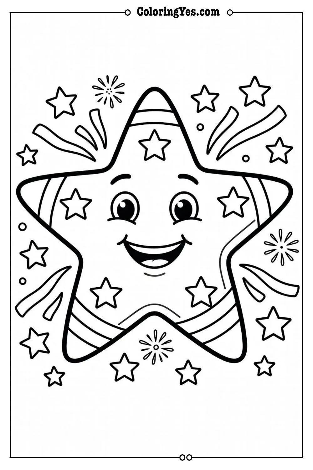 patriotic stars coloring page design