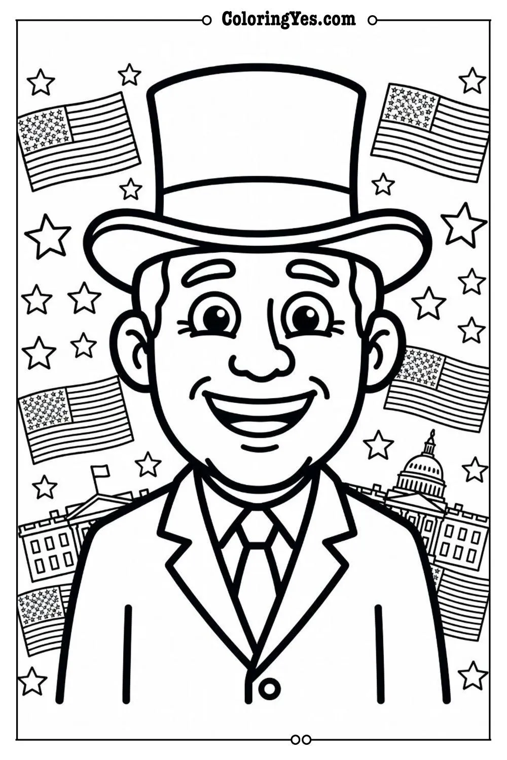 presidents day coloring page easy
