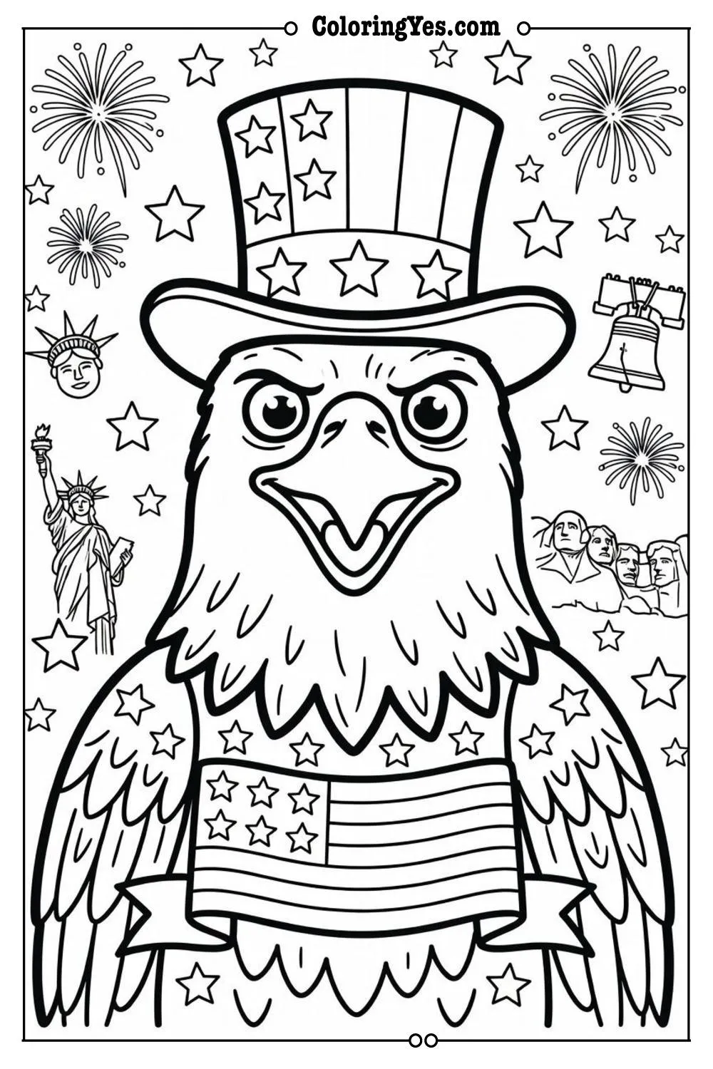 usa symbols coloring page patriotic