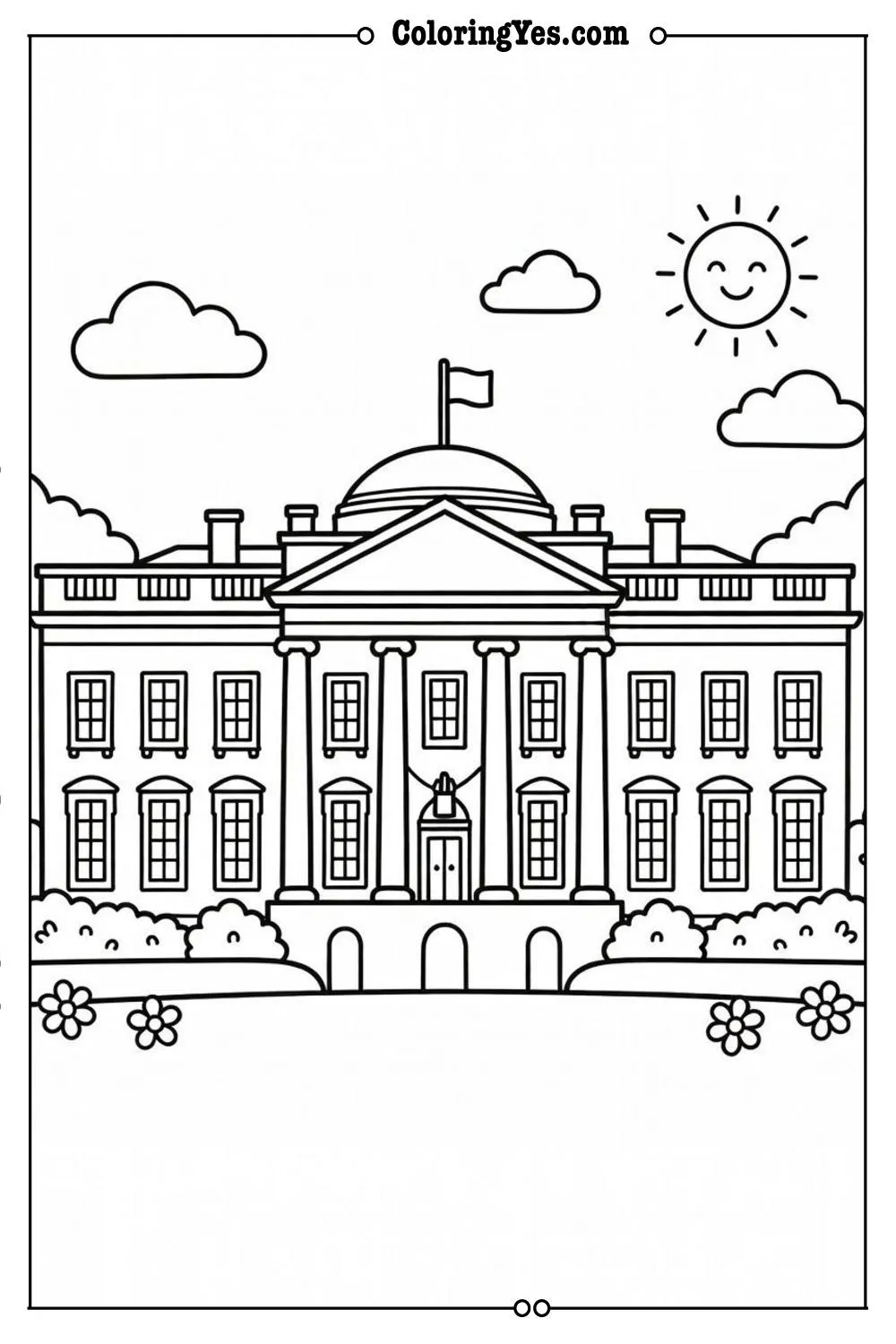 white house coloring page printable