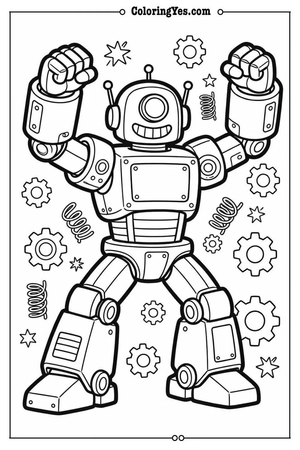 robot action pose coloring page dynamic