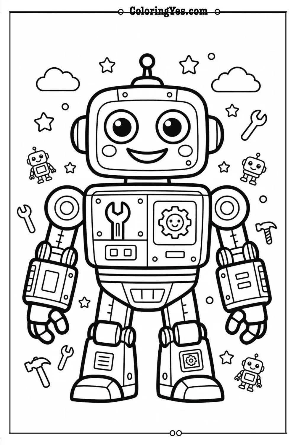 robot coloring page printable for kids