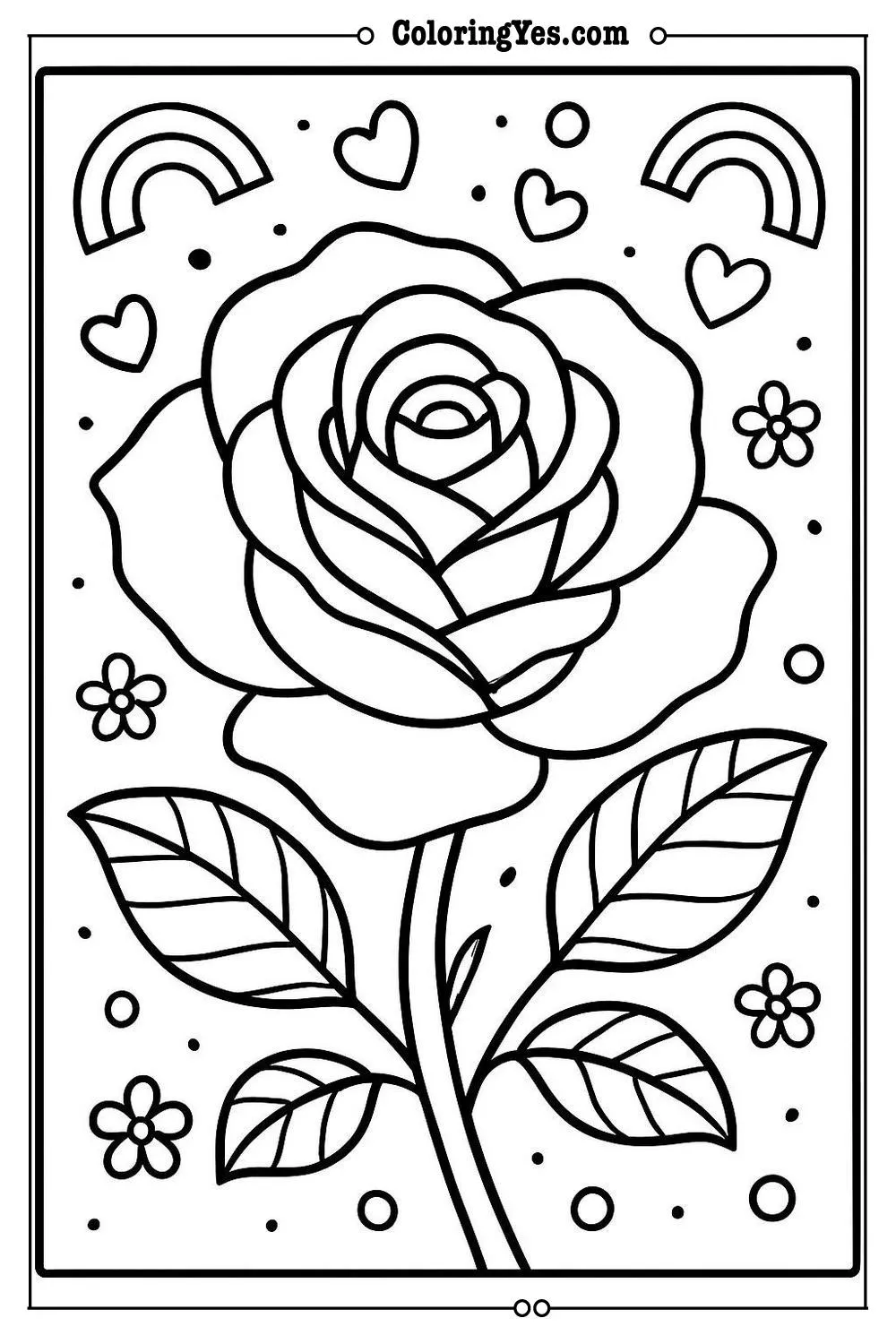 beautiful rose coloring page