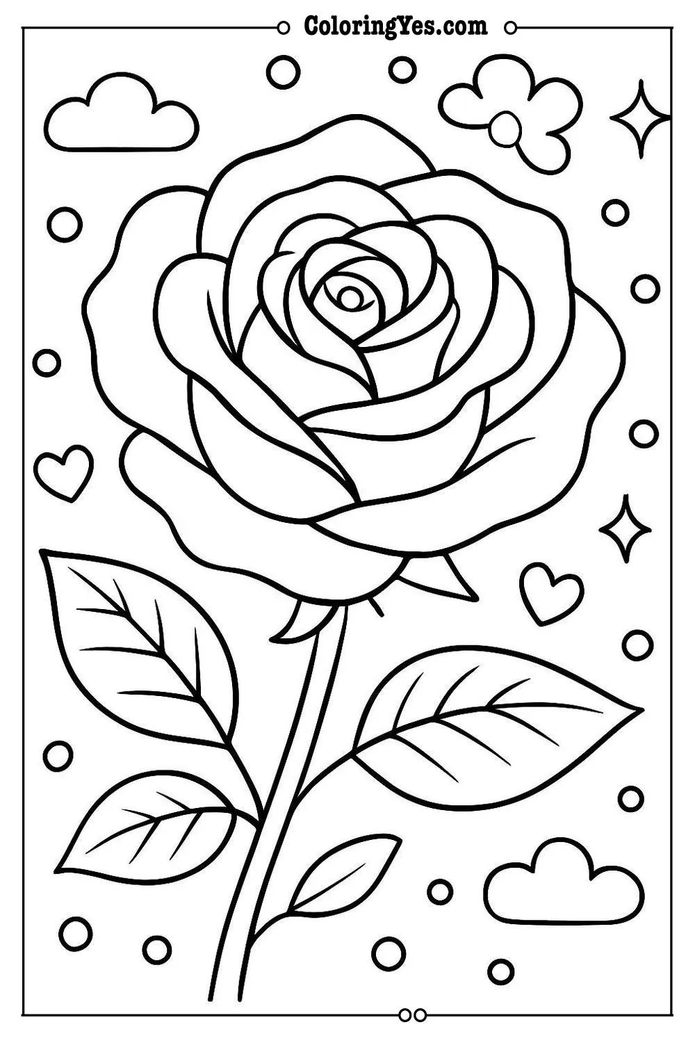 blooming rose coloring page
