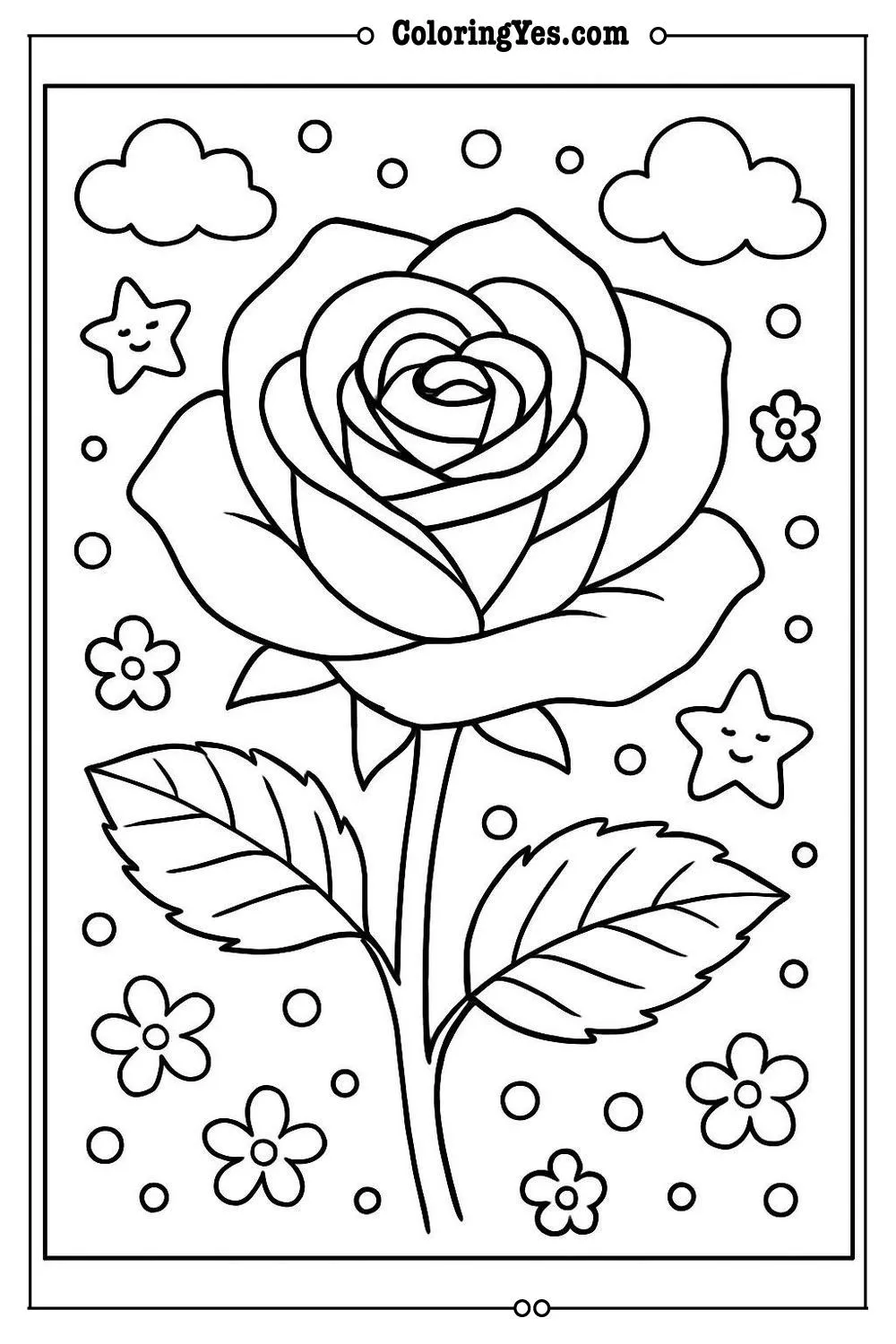 red rose coloring page