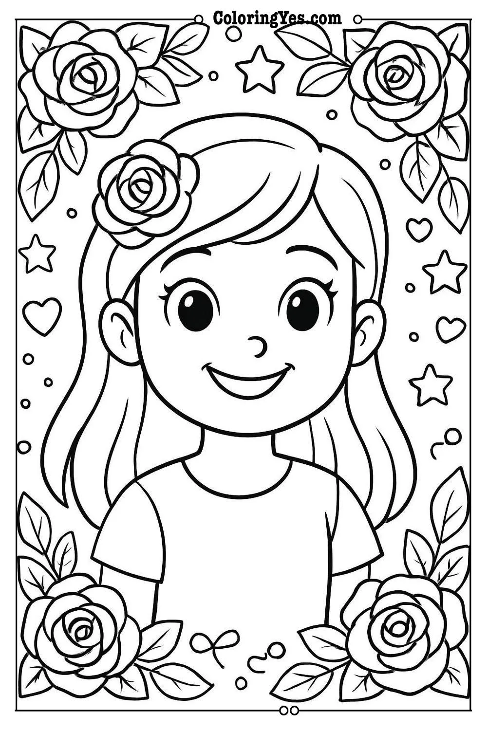 rose border coloring page