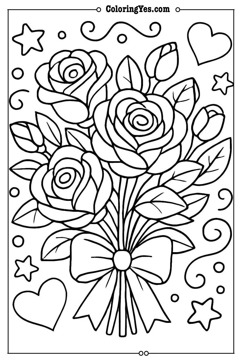 rose bouquet coloring page