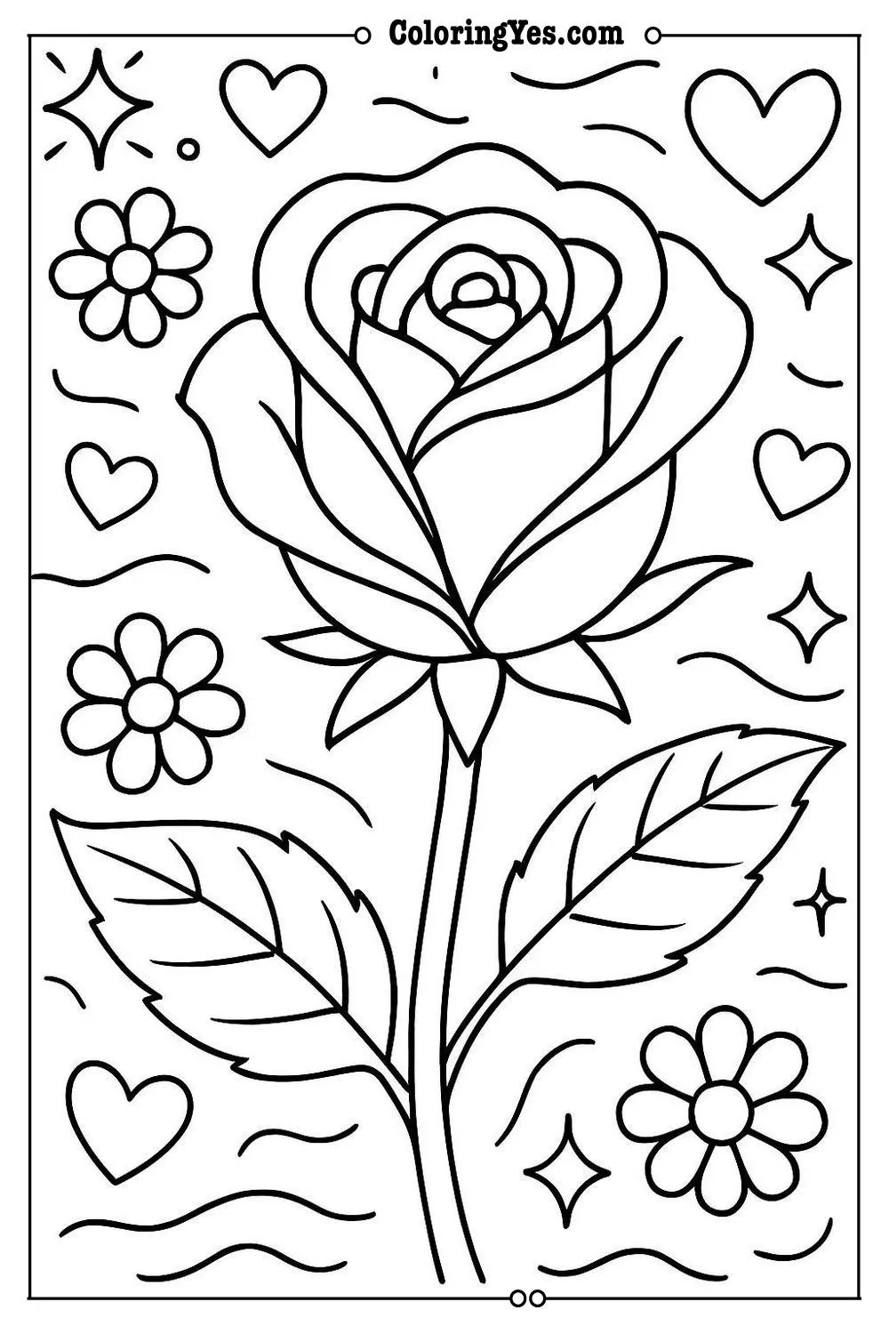 rose flower coloring page