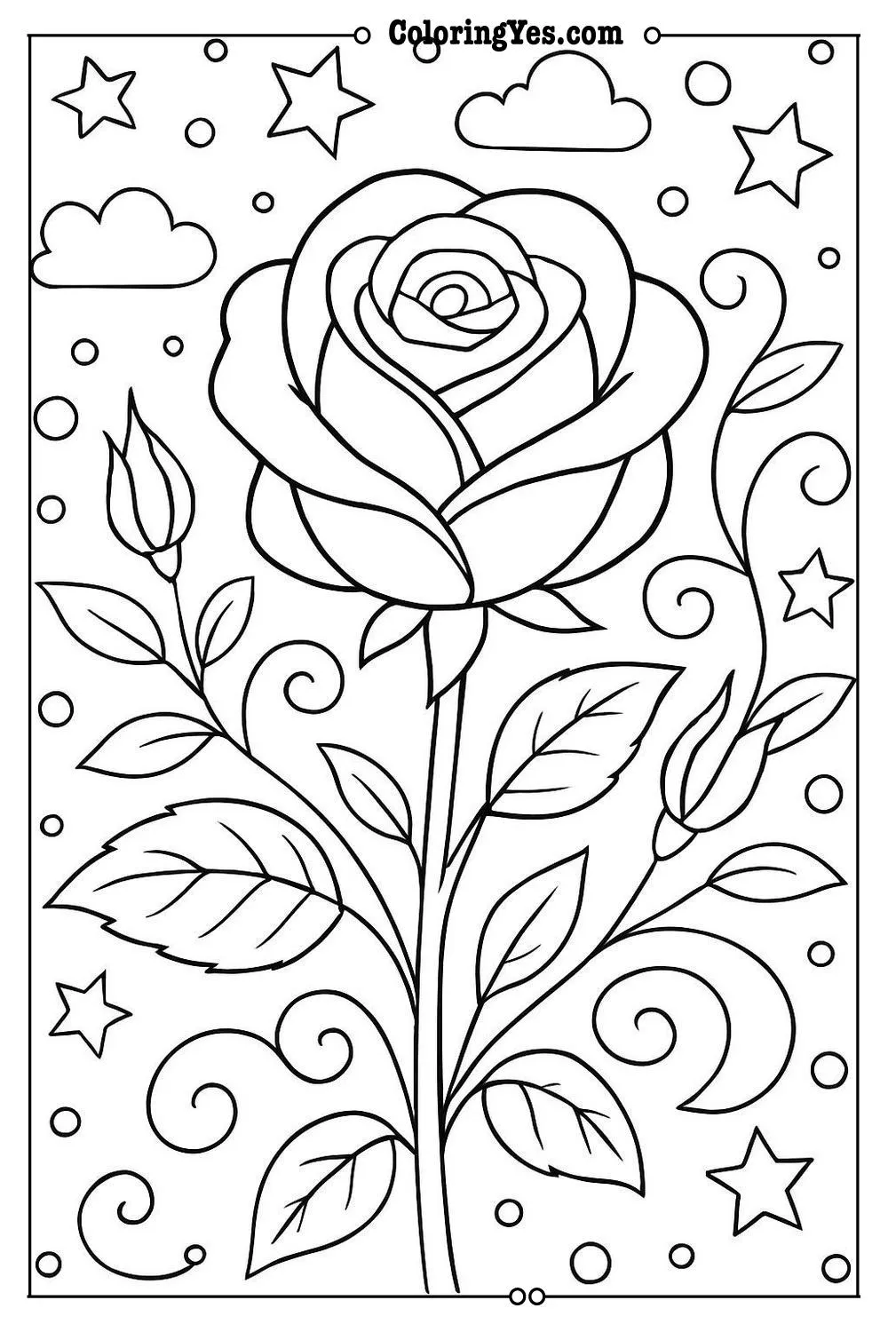 rose vine coloring page