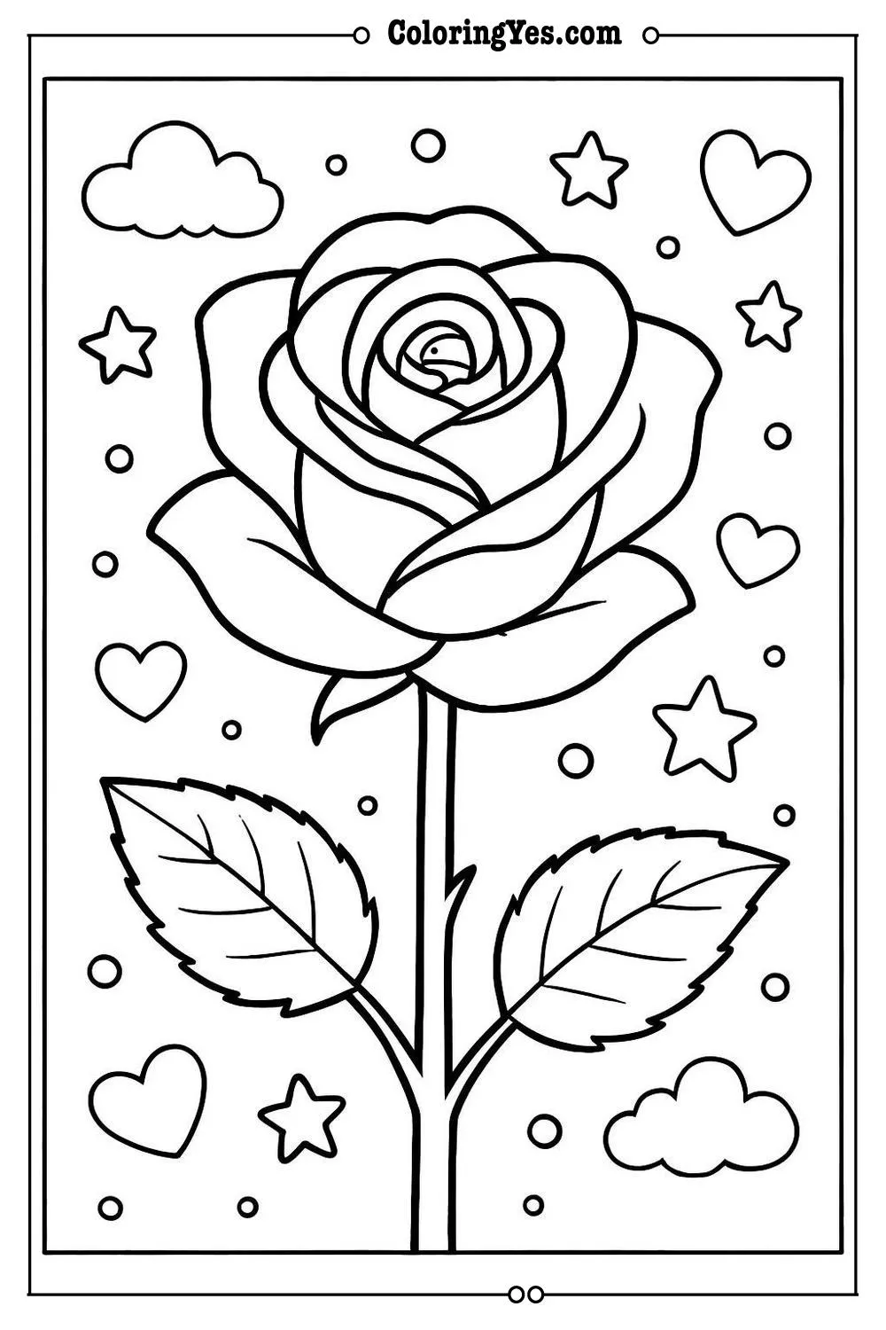 single rose coloring page