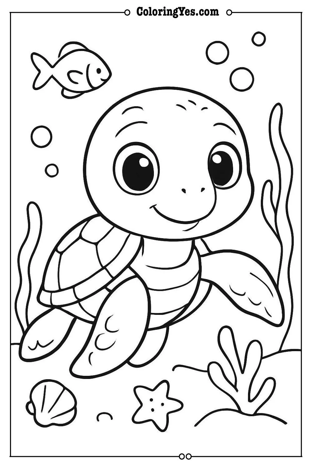 baby turtle coloring page simple outline