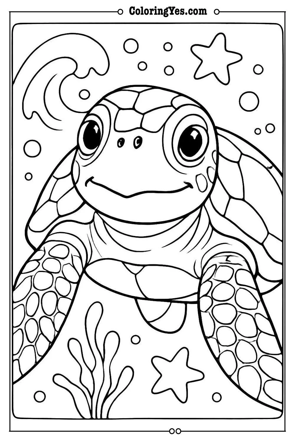 sea turtle coloring page realistic