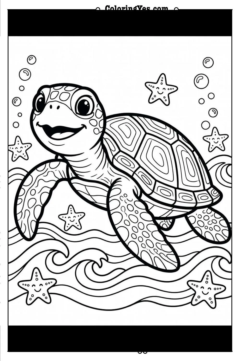 turtle coloring page bold lines
