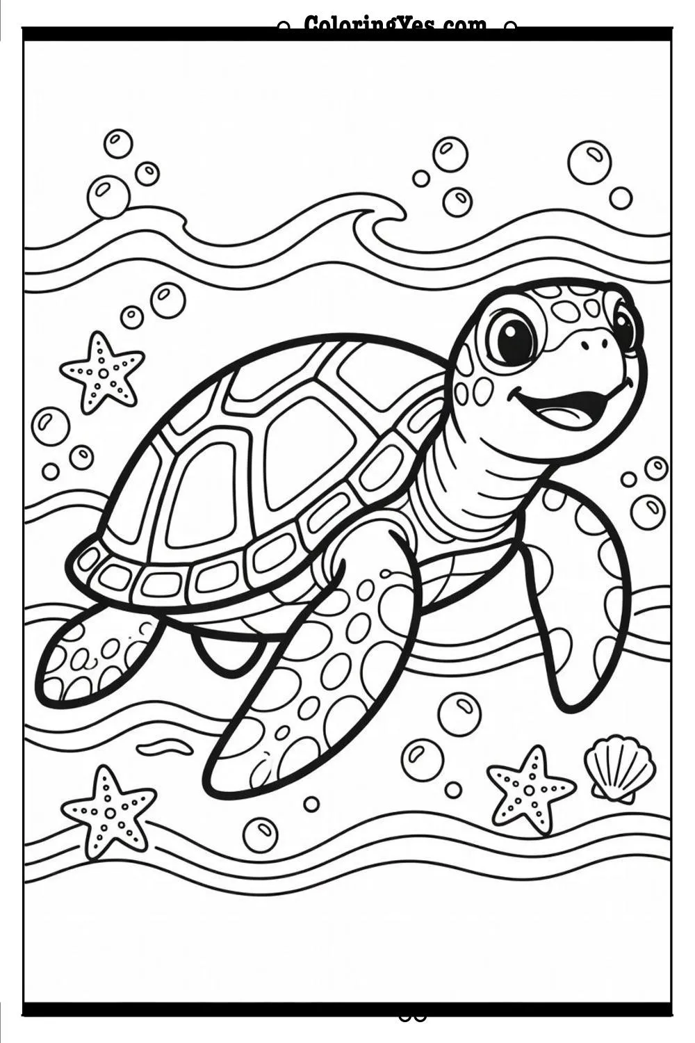 turtle coloring page detailed design