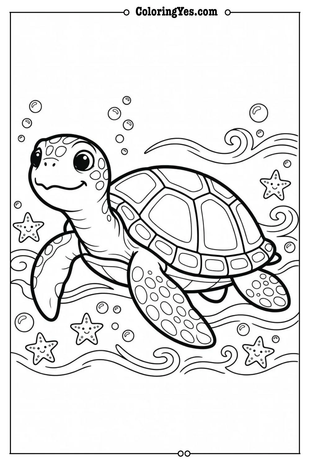 turtle coloring page easy for kids