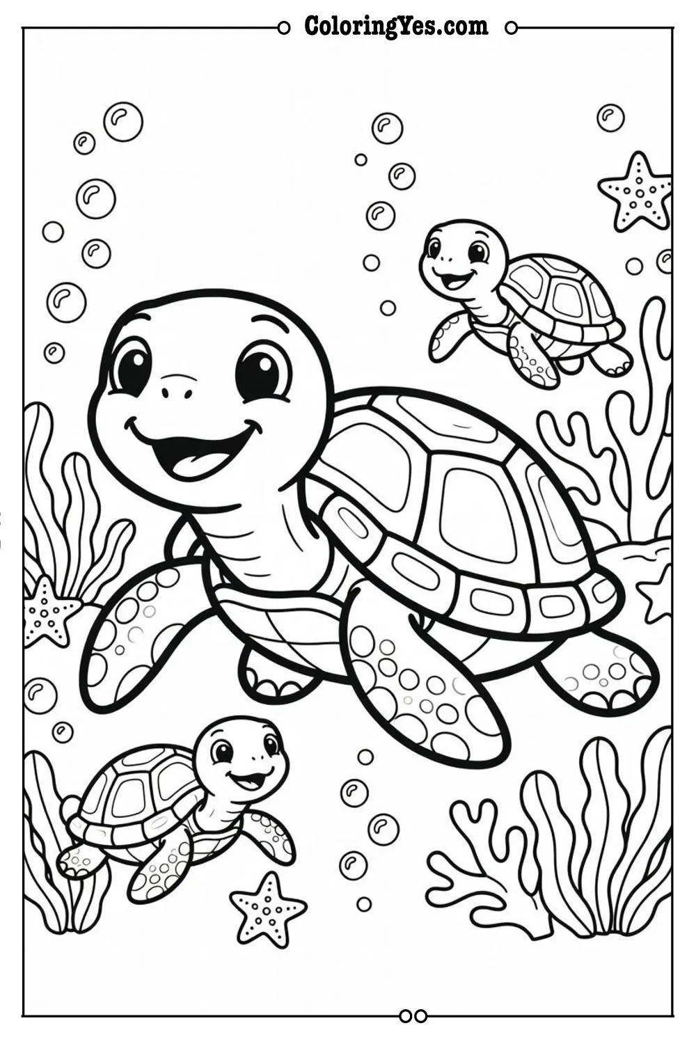turtle family coloring page printable