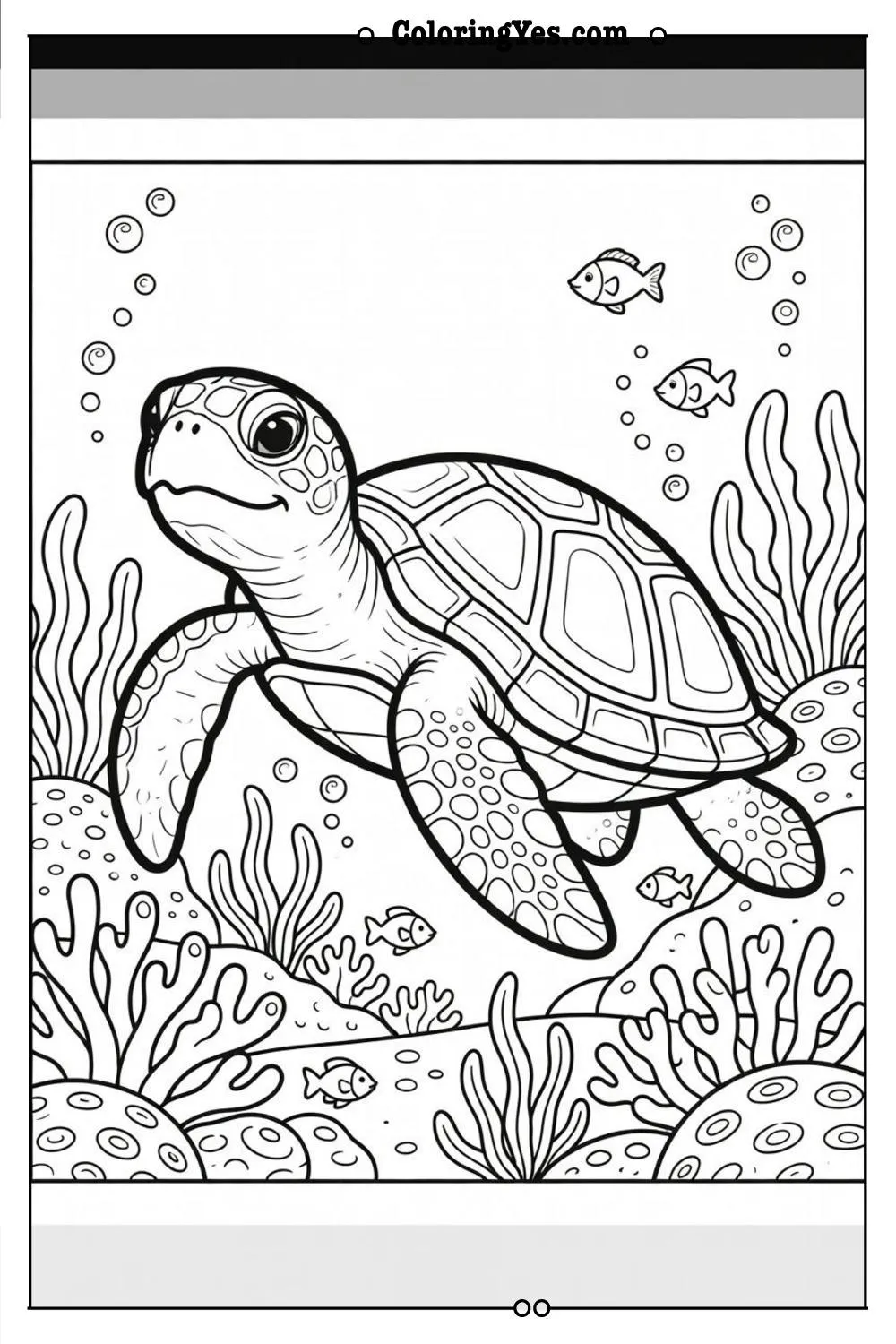 turtle habitat coloring page ocean theme