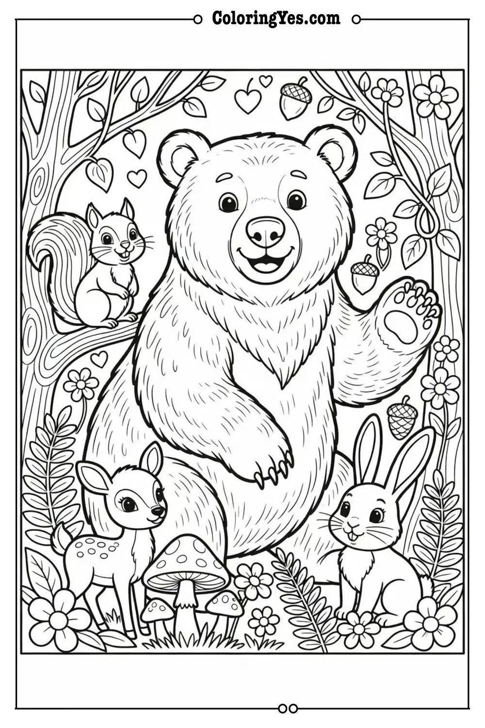 forest animals coloring page printable