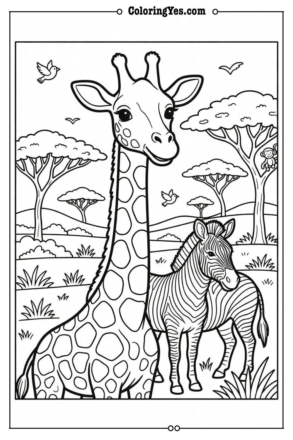 safari animals coloring page giraffe zebra